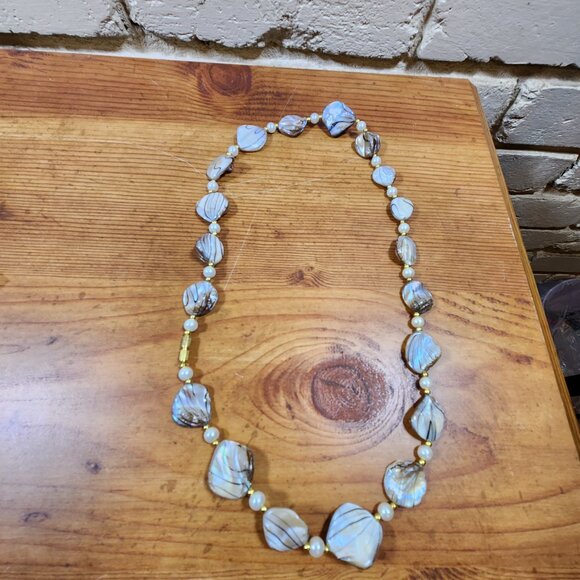 New Natural Pearl & Smoky Quartz Necklace 20" - Picture 2 of 4